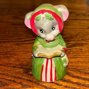 Critter Bells Jasco 1980 Christmas mouse bisque porcelain. Handcrafted in Taiwan